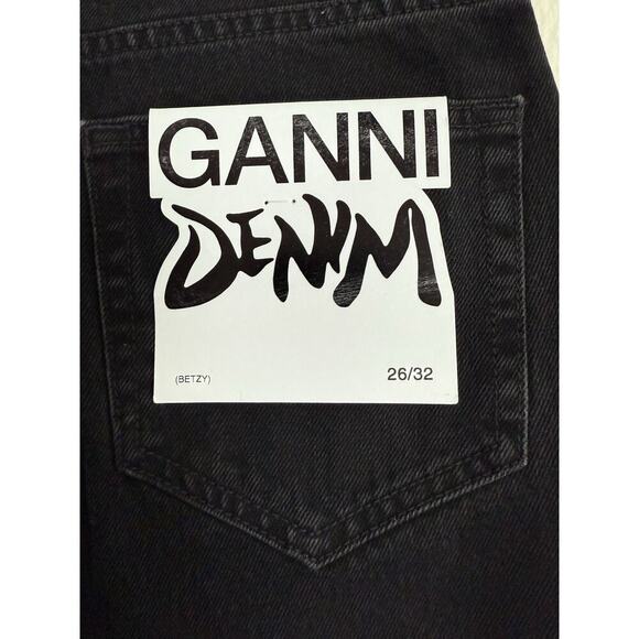 GANNI womens Betzy Slim Flare Full Length Jeans size 26 Washed Black 26x32 $215 - Picture 4 of 8